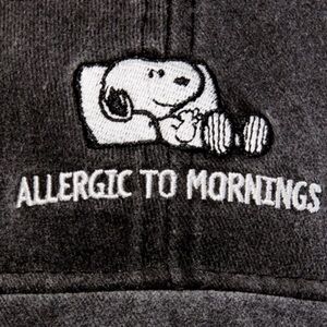Limited Peanuts Snoopy allergic to mornings embroidery Baseball Cap NWT
